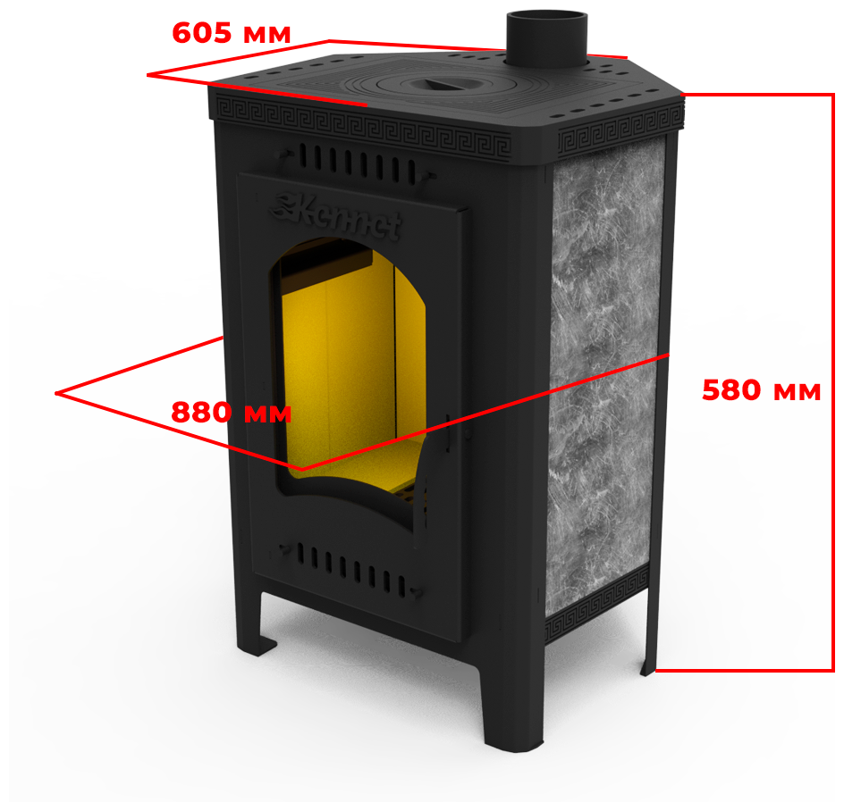 Печь-камин Kennet Гермес с плитой угловой 7кВт - фотография № 3