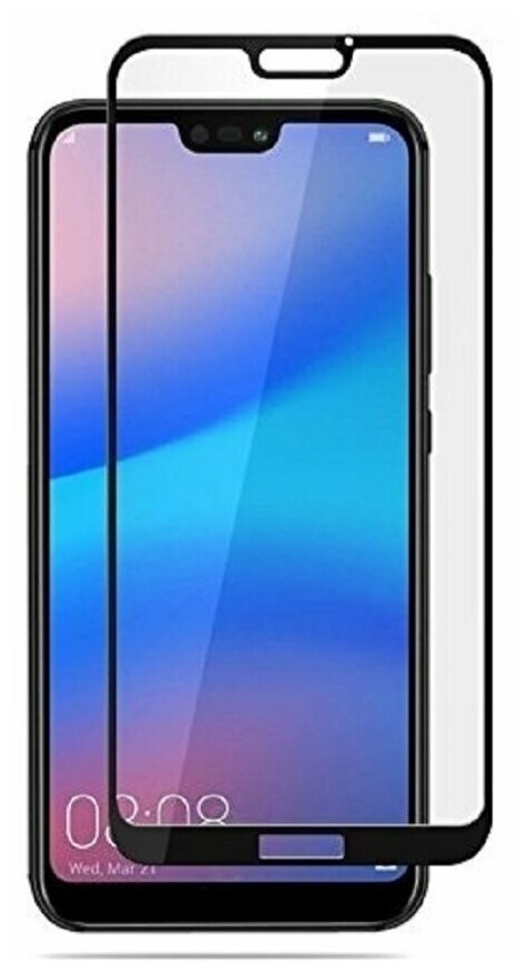 Защитное стекло 3D Tempered Glass для Huawei P20 Lite / Nova 3e полный клей ( черная рамка )