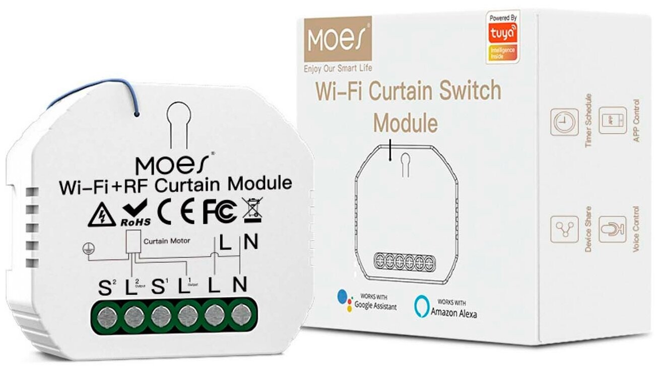 Переключатель Moes Wi-Fi+RF Switch Module умный модели MS-104 - фото №1