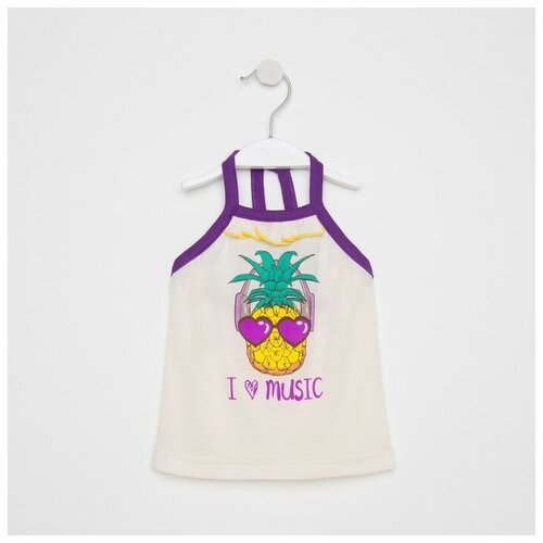 фото Топ для девочки, цвет белый/сиреневый, рост 104 см kleopatra