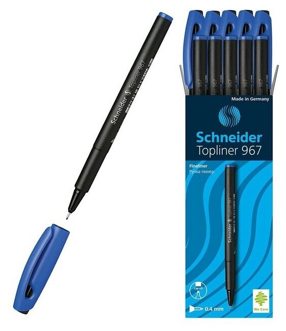 Ручка капиллярная Schneider TOPLINER 967, узел 0.4 мм, чернила синие./В упаковке шт: 1