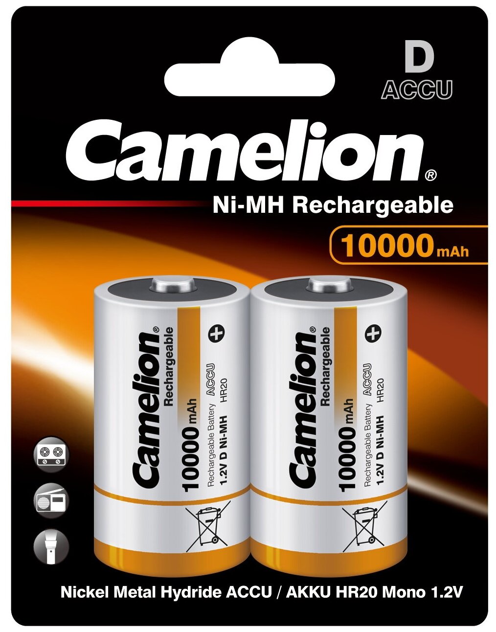 Аккумулятор Camelion D-10000mAh Ni-Mh BL-2 NH-D10000BP2 1.2В