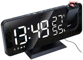 Часы с проекцией времени на потолок/ гигрометр/ будильник/ радио