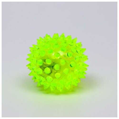 Мяч светящийся для собак средний, TPR, 5,5 см, жёлтый. В наборе 1шт.