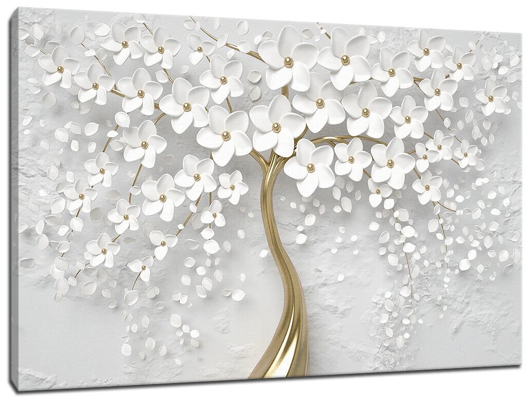 Картина Уютная стена "Объемное дерево украшенное цветами" 100х60 см