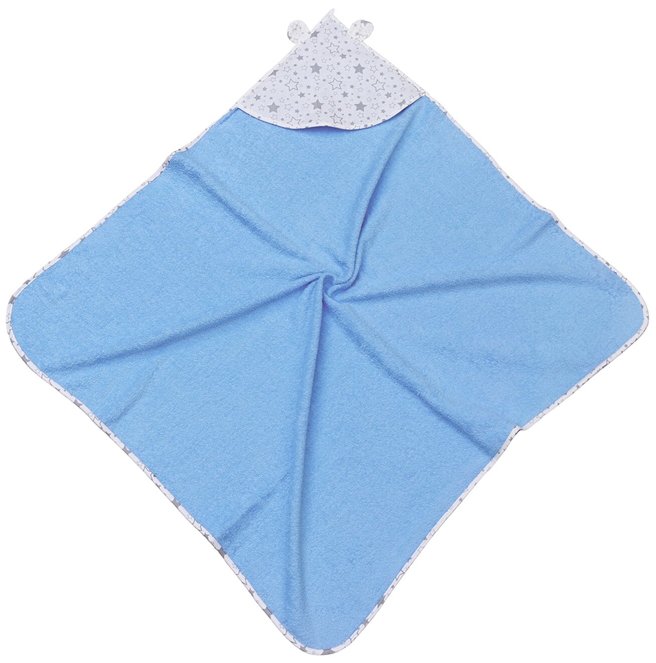 Полотенце детское с уголком AmaroBaby CUTE LOVE звездопад (серый/голубой), 90х90 см. - фотография № 14