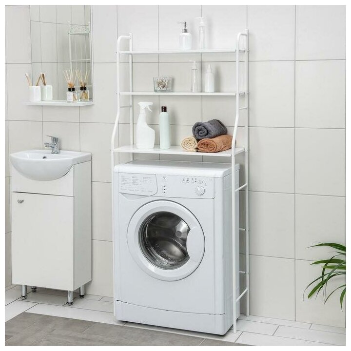 фото Стеллаж над стиральной машинкой, 68,5×156×26 см, цвет белый