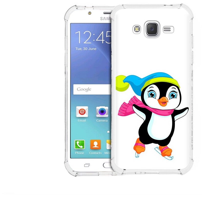 Чехол задняя-панель-накладка-бампер MyPads пингвин на коньках для Samsung Galaxy J5 (2015) SM-J500F/DS/Dual Sim/Duos противоударный