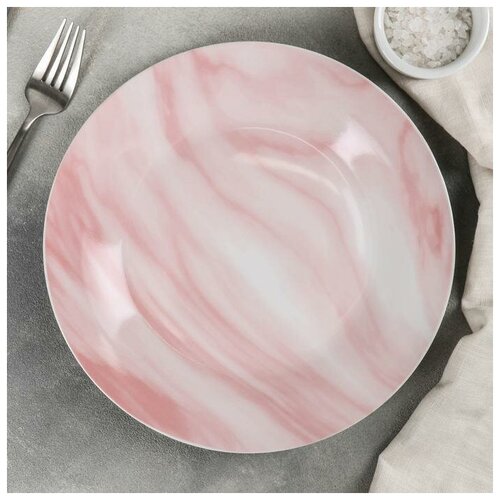 Тарелка обеденная Доляна "Мрамор", d-24 см, цвет розовый