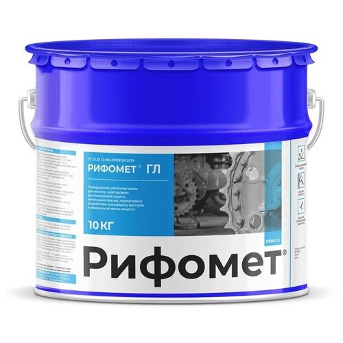 Универсальная глянцевая грунт-эмаль по ржавчине, рифомет ГЛ, красный RAL 3020, 10 кг / Краска по ржавчине для металла