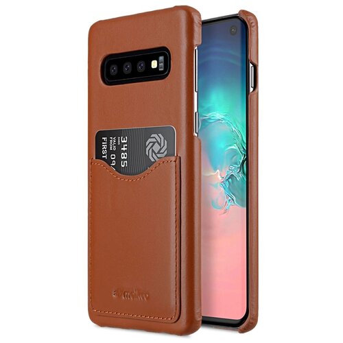 Кожаный чехол накладка Melkco для Samsung Galaxy S10 - Back Cover V2, коричневый