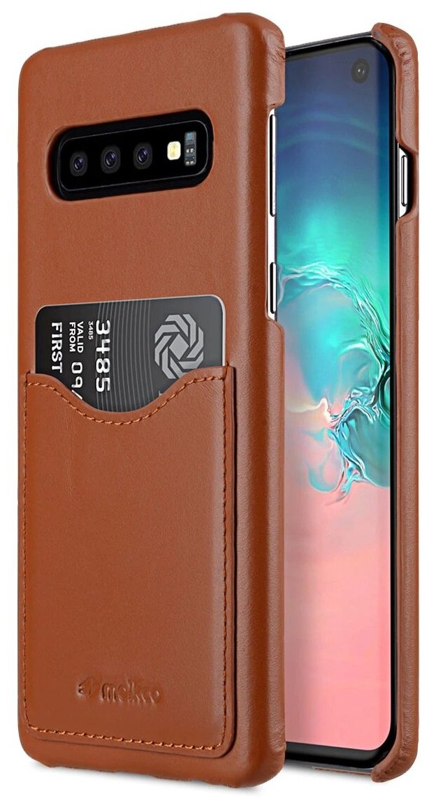 Кожаный чехол накладка Melkco для Samsung Galaxy S10 - Back Cover V2, коричневый