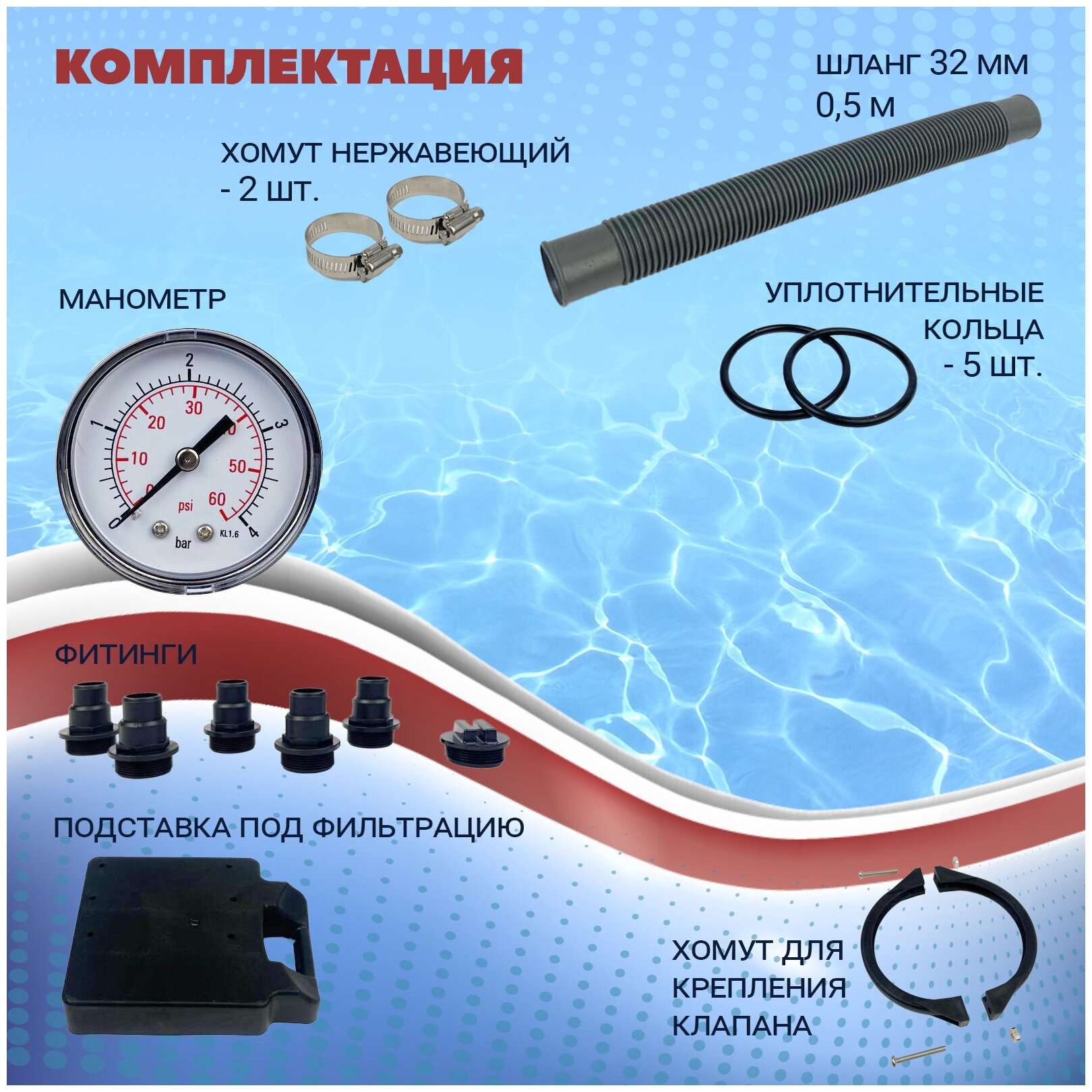 Песочный фильтр-насос для бассейна (5куб.м./ч, 0.25 кВт, для бассейнов объёмом до 10куб.м.) - фотография № 2