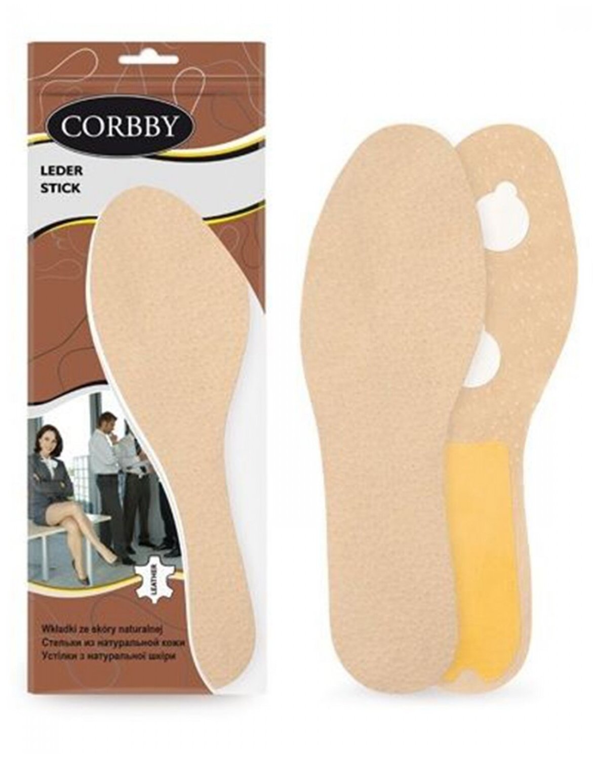 Corbby LEDER STICK Стельки из натуральной кожи и латексной пены. Размер 35/36