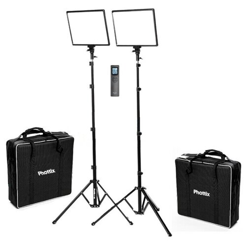 Комплект постоянного освещения с пультом ду 80Вт 2500K-8500K Nuada S3 II LED Light Twin Kit Set Phottix 81423 3405000₽