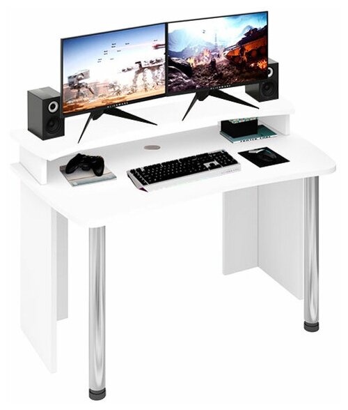 Компьютерный стол Мэрдэс СКЛ-Софт140+НКИЛ140 Белый - фотография № 2