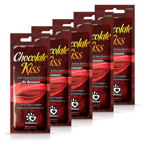 SolBianca Крем для загара в солярии с маслом какао, маслом Ши и бронзаторами Chocolate Kiss 8х bronzer, 5 саше по 15 мл