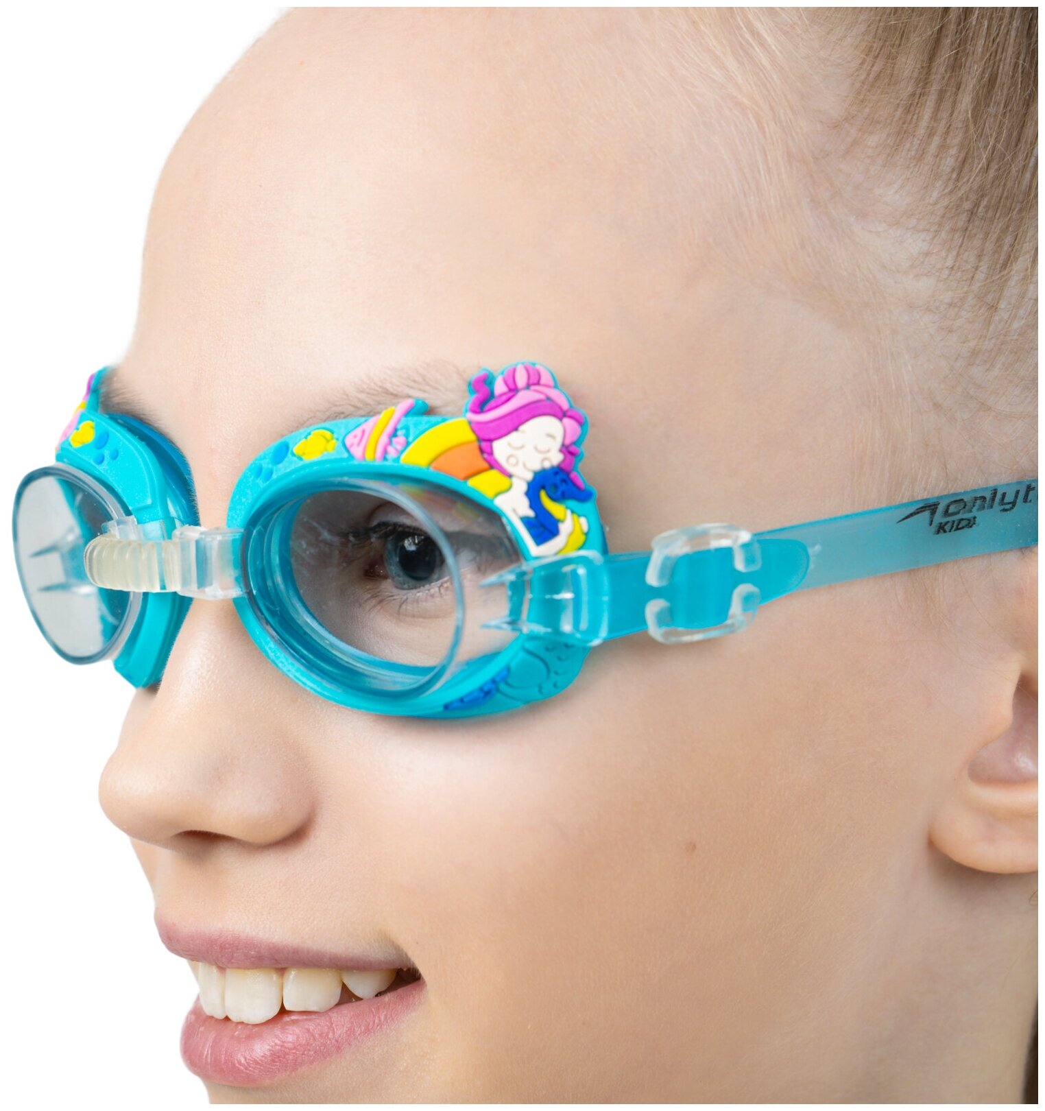 Очки + беруши ONLITOP «Русалки», для плавания, детские, цвет голубой