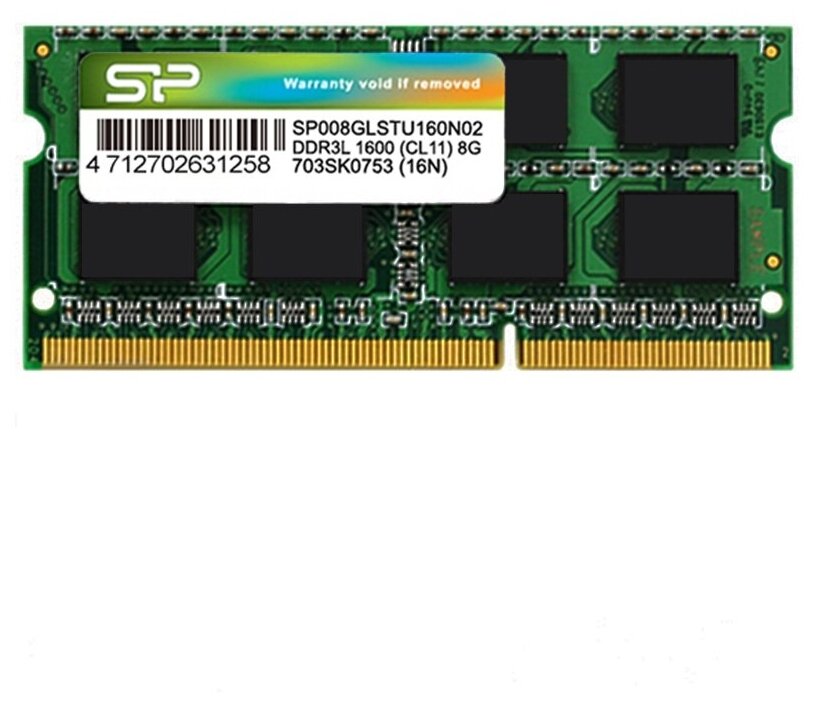 Silicon Power DDR3 SODIMM 8GB SP008GLSTU160N02 PC3-12800, 1600MHz 1.35V