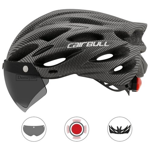 Велосипедный шлем Cairbull сверхлегкий с визором и задним фонарем