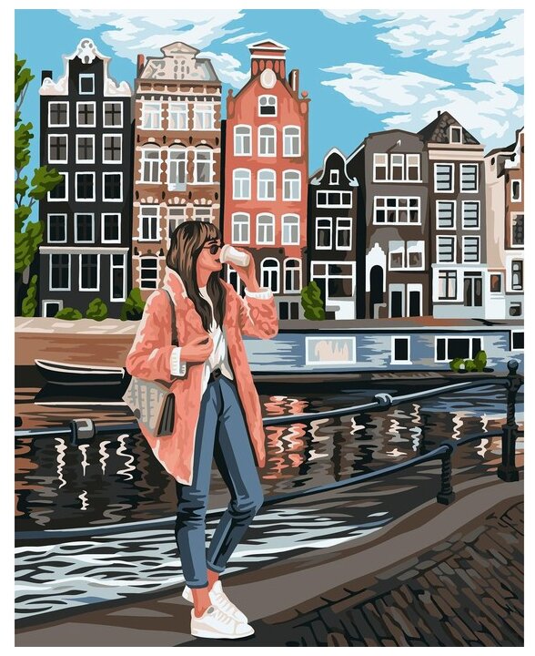 Картина по номерам на холсте«Девушка в Амстердаме» Школа талантов - фото №1