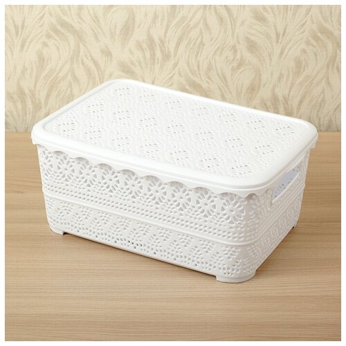 Контейнер для хранения с крышкой Ажур 2619115 см цвет миксВ упаковке штук 1 570₽