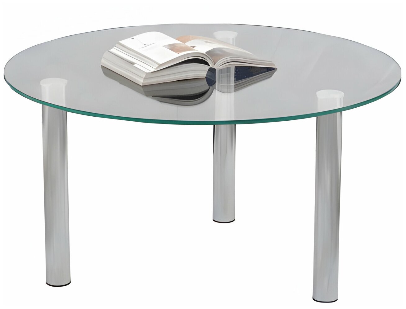 фото Стол журнальный, стекло/металл, Кристалл — ОМ, 800×800×417 мм, хром, 1101