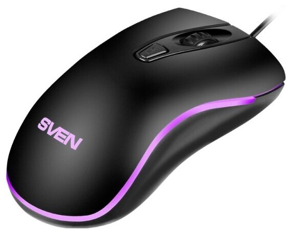 Мышь Sven RX-530S бесшумн клав 31кл 800-1200DPI подсветка чёрная