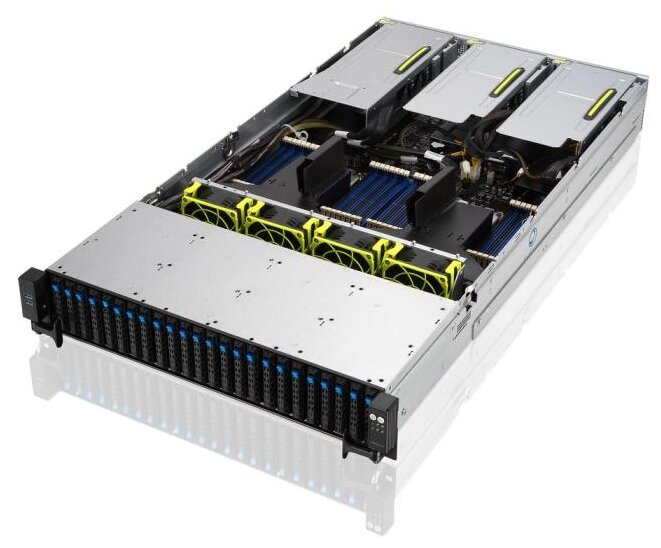 Сервер ASUS RS720A-E11-RS24U без процессора/без ОЗУ/без накопителей/количество отсеков 25" hot swap: 24/LAN 10 Гбит/c