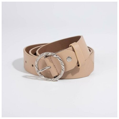фото Ремень женский, ширина 3.5 см, винт, пряжка металл, цвет бежевый yandex market
