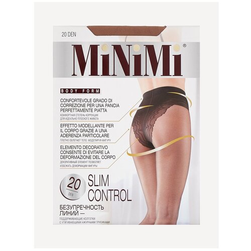 фото Колготки minimi slim control, 20 den, с ластовицей, утягивающие, с шортиками, размер 3, бежевый, коричневый