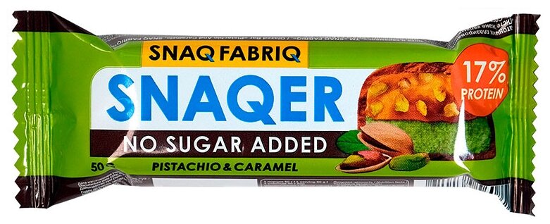 SNAQ FABRIQ протеиновый батончик SNAQER со вкусом фисташка - карамель 50 гр. - фотография № 1