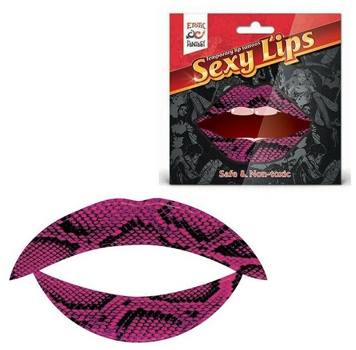 Татуировка для губ, яркий образ для вечеринки Erotic Fantasy Lip Tattoo Sexy Lips Фиолетовая Змея