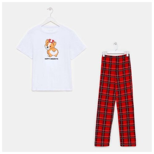 Пижама , размер 48/50, красный kaftan пижама женская футболка и шорты kaftan tiger р 48 50