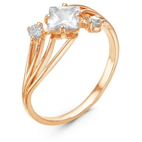 фото Кольцо "галактика", позолота, цвет белый, 18 размер красная пресня