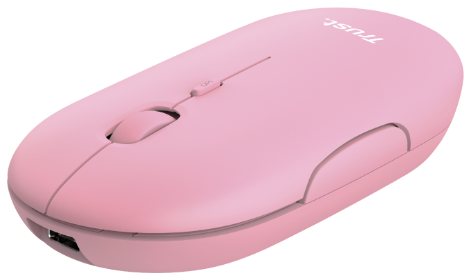 24125 Мышь Trust PUCK Сверхтонкая беспроводная аккумуляторная мышь, розовая