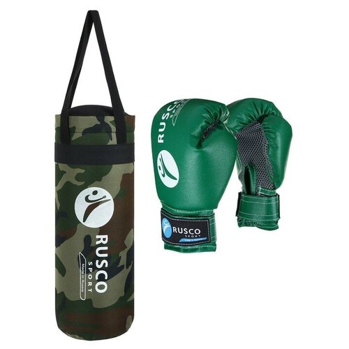 Набор боксёрский для начинающих RUSCO SPORT: мешок + перчатки, цвет хаки (6 OZ) набор боксерский для начинающих rusco sport черно синий 4 oz 7633978
