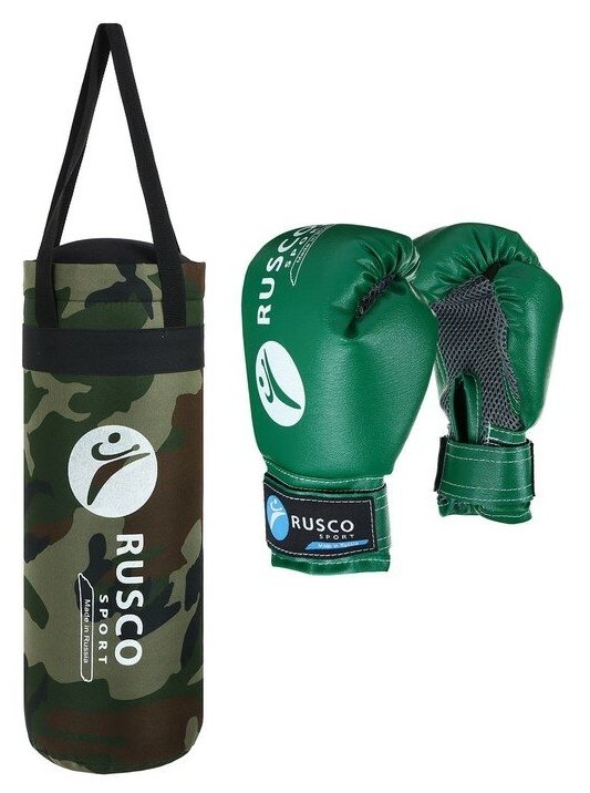 Набор боксёрский для начинающих RUSCO SPORT: мешок + перчатки, цвет хаки (6 OZ)