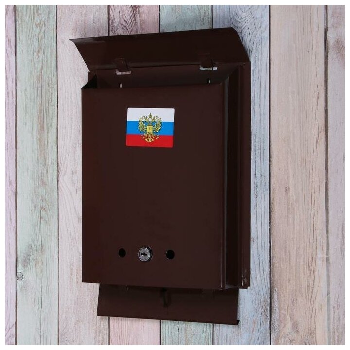 Ящик почтовый с замком, вертикальный, «Почта», коричневый - фотография № 3