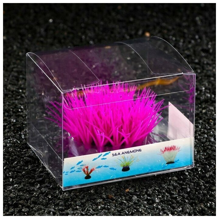 Растение силиконовое аквариумное, светящееся в темноте, 16 х 11 см, фиолетовое 7108791 . - фотография № 2
