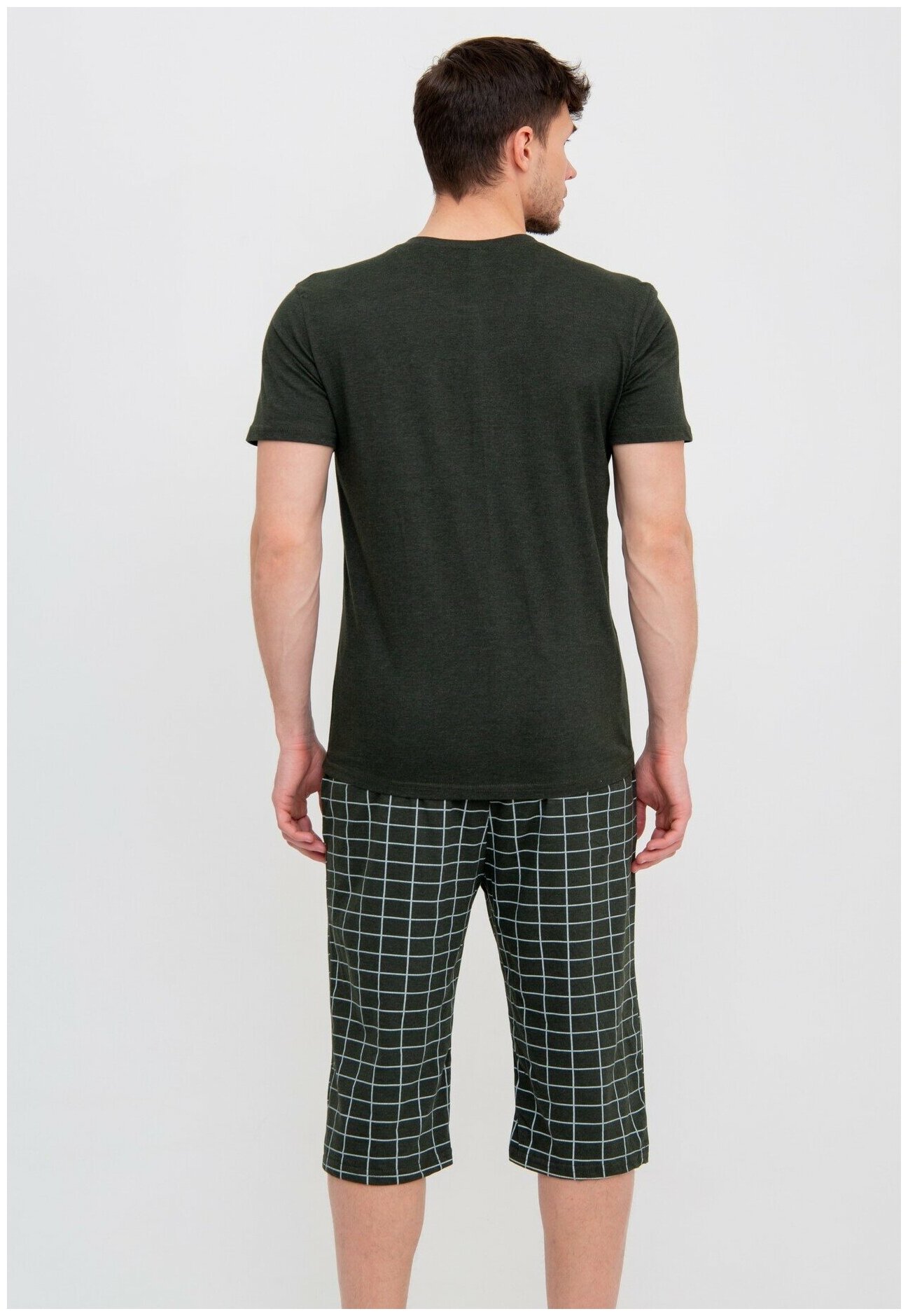 Костюм мужской футболка + бриджи Modellini зеленый, размер 60 - фотография № 6