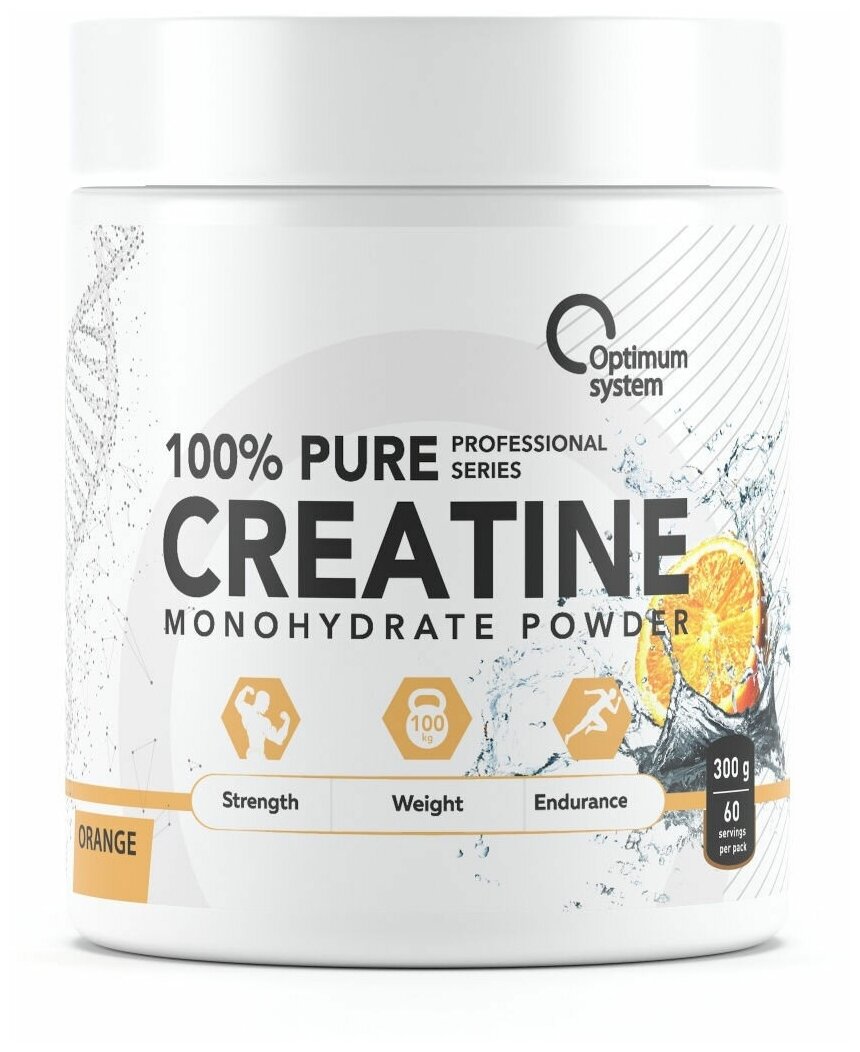 Optimum System 100% Pure Creatine Monohydrate со вкусом (300 г Апельсин