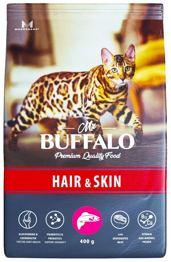 Сухой корм для кошек Mr.Buffalo ADULT HAIR & SKIN лосось 0,4кг - фотография № 5