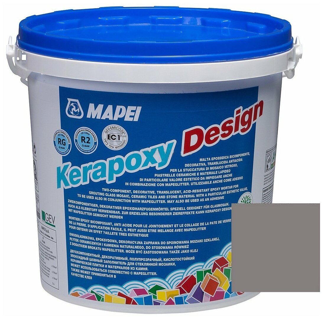 Затирка для плитки двухкомпонентная на эпоксидной основе Mapei Kerapoxy Design (3кг) 113 Темно-серый