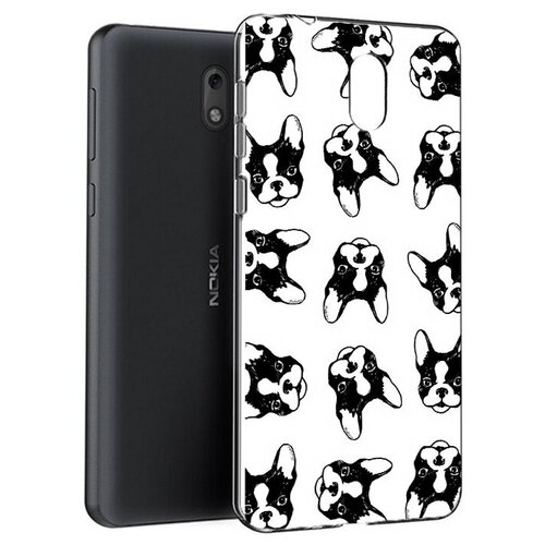 Чехол задняя-панель-накладка-бампер MyPads черно белые собачки для Nokia 2.1 противоударный