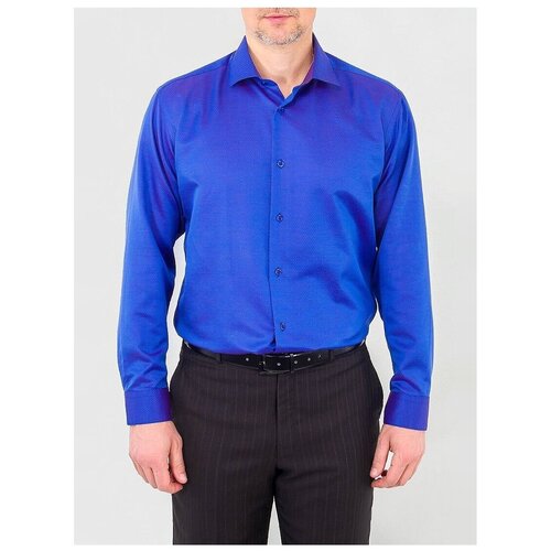 фото Рубашка мужская длинный рукав greg 263/199/1079/1, прямой силуэт / сlassic fit, цвет синий, рост 174-184, размер ворота 45