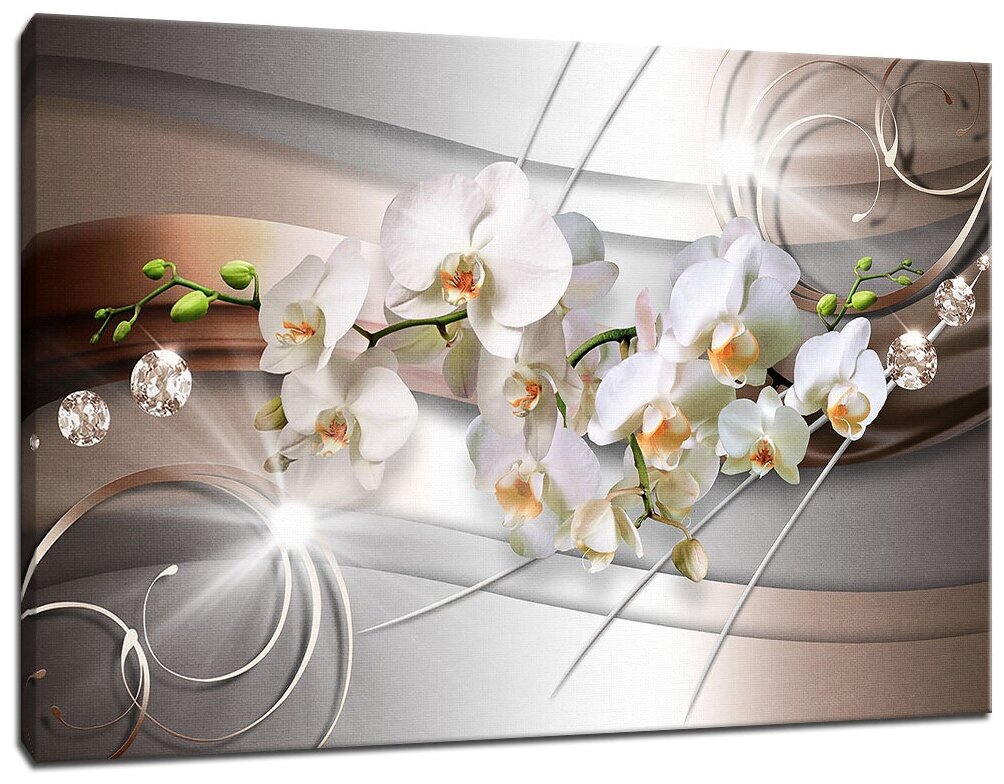 Картина Уютная стена "Ветка орхидеи украшенная узорами" 90х60 см