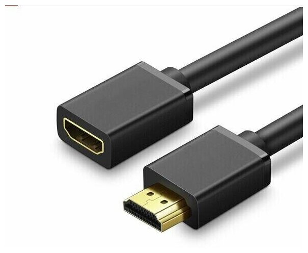 Кабель-удлинитель аудио-видео Telecom, HDMI (m) - HDMI (f) , ver 2.0, 2м, GOLD, черный [tcg235mf-2m] Noname - фото №2