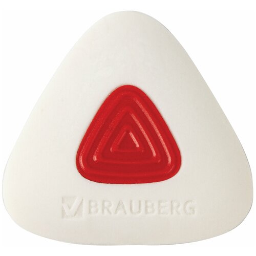 Ластик BRAUBERG Trios PRO, 36х36х9 мм, белый, треугольный, красный пластиковый держатель