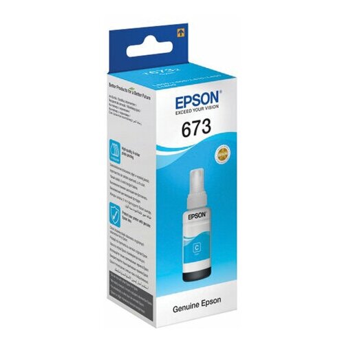 Чернила EPSON 673 (T6732) для СНПЧ Epson L800/L805/L810/L850/L1800 голубые оригинальные, 1 шт